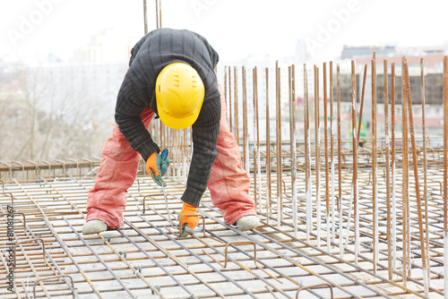 construction worker builder at reinforcement work