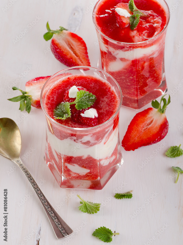 Glasses of Layered sweet Dessert Glasses of Layered sweet Dessert
