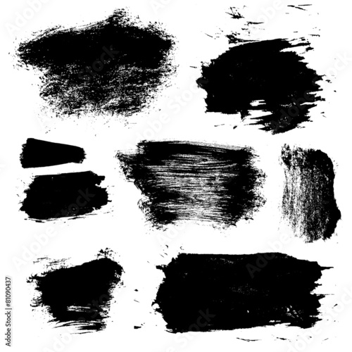 vector ink brush stains set