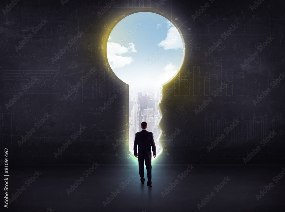 Obraz premium businessman looking a big key