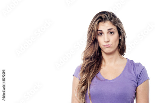 Casual woman posing over white