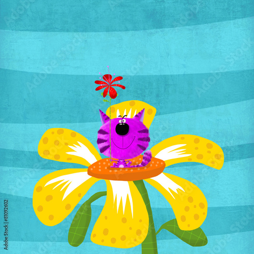 Cat Sitting in the Flower