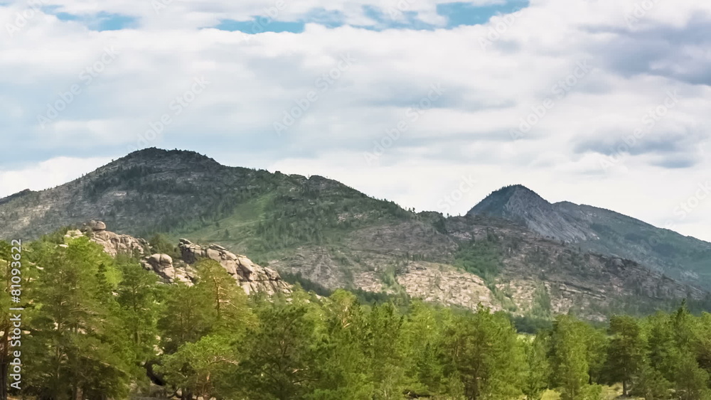Mountain Landscape, Running clouds with mountain and trees, Time