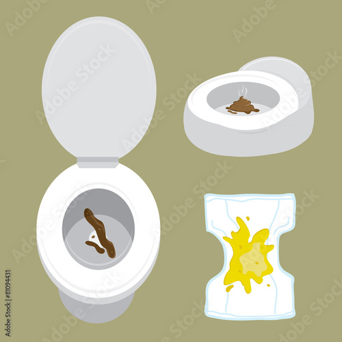 Feces Toilet Jug Diaper Design Cartoon design vector