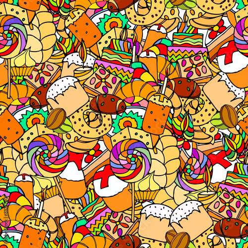 Seamless pattern. Set of confectionery