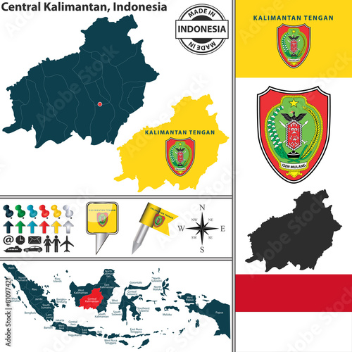 Map of Central Kalimantan, Indonesia photo