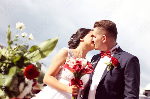 Bride and groom on their wedding day