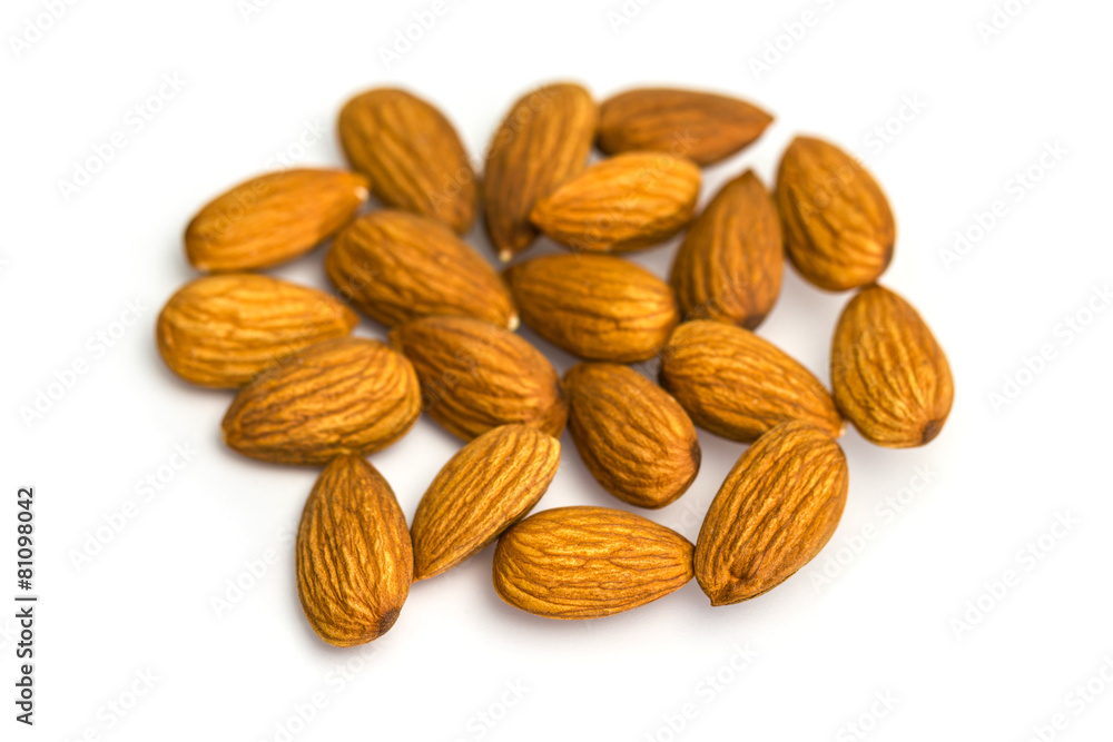 Group of Almond nuts isolated on white background Group of Almond nuts isolated on white background