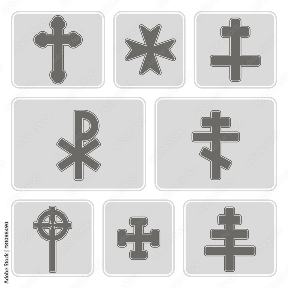 set of monochrome icons with different crosses for your design