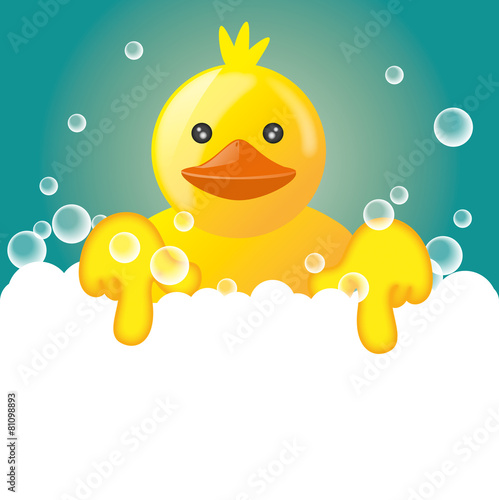 Obraz na plátně Funny squeaky duck rubber duck cartoon illustration