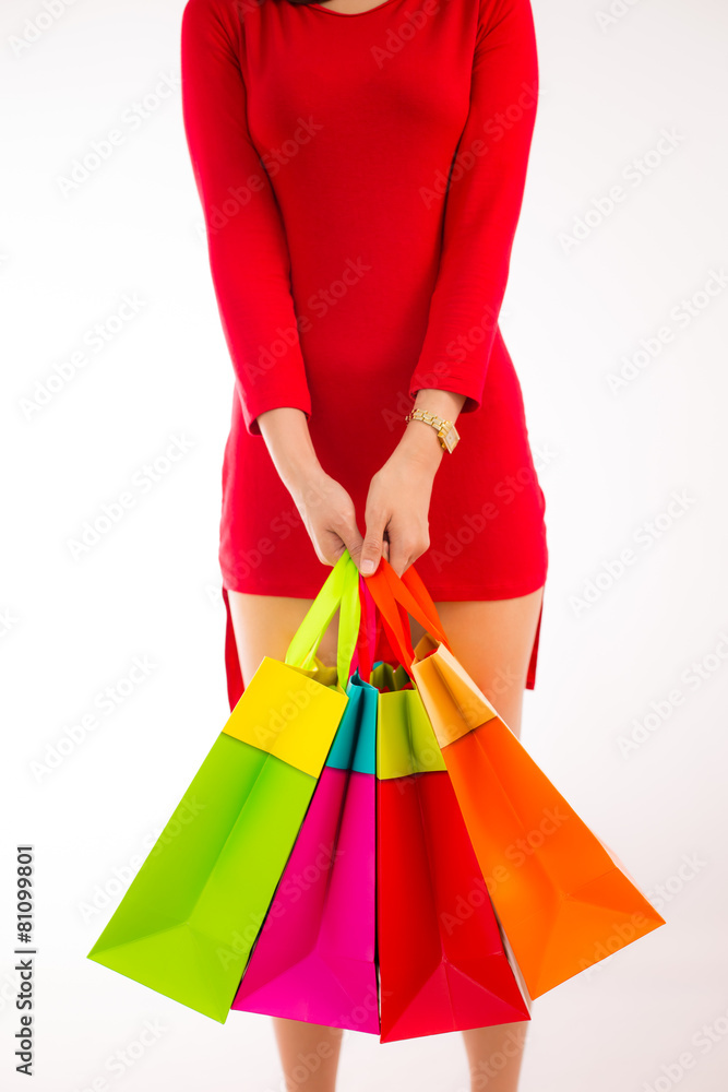 Beautiful woman with a lot of shopping bags Beautiful woman with a lot of shopping bags