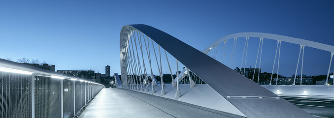 Panoramic view of Schuman bridge by night