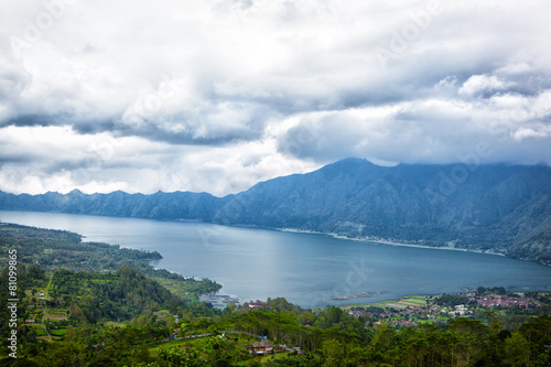 lake Batur in a volcano crater on the island of Bali, Indonesia
