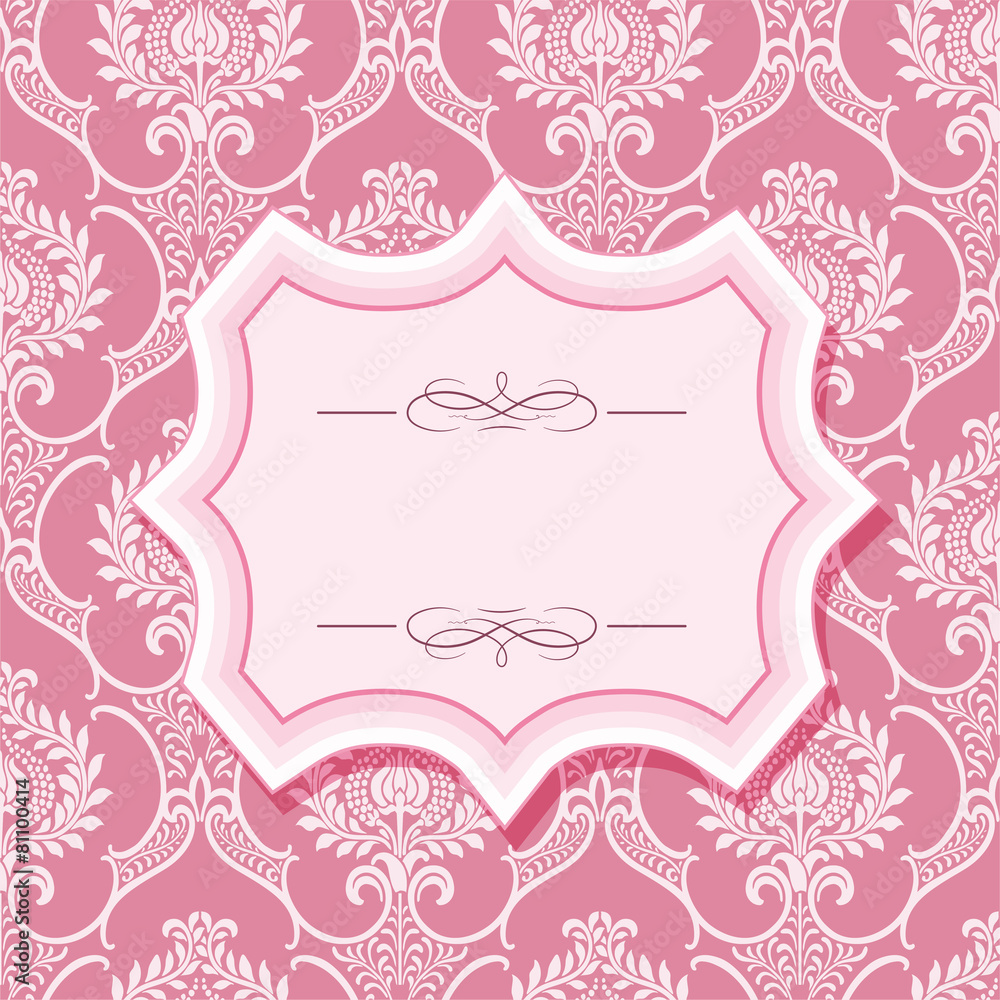 Frame on patterns in pastel pink.