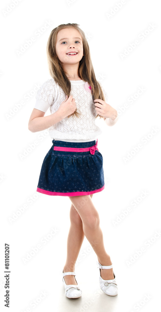 Fototapeta premium Adorable happy little girl posing isolated