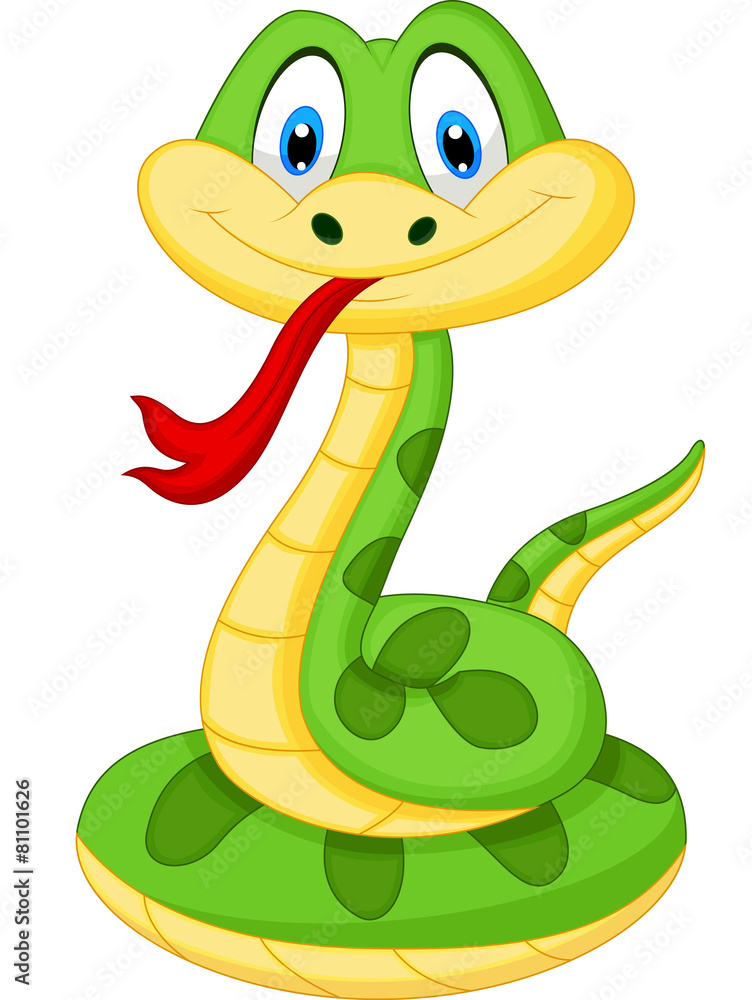 Fototapeta premium Cute Green Snake Cartoon