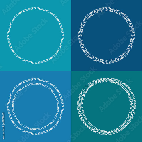 Round abstract chain frame set Outline effect Blue Flat 