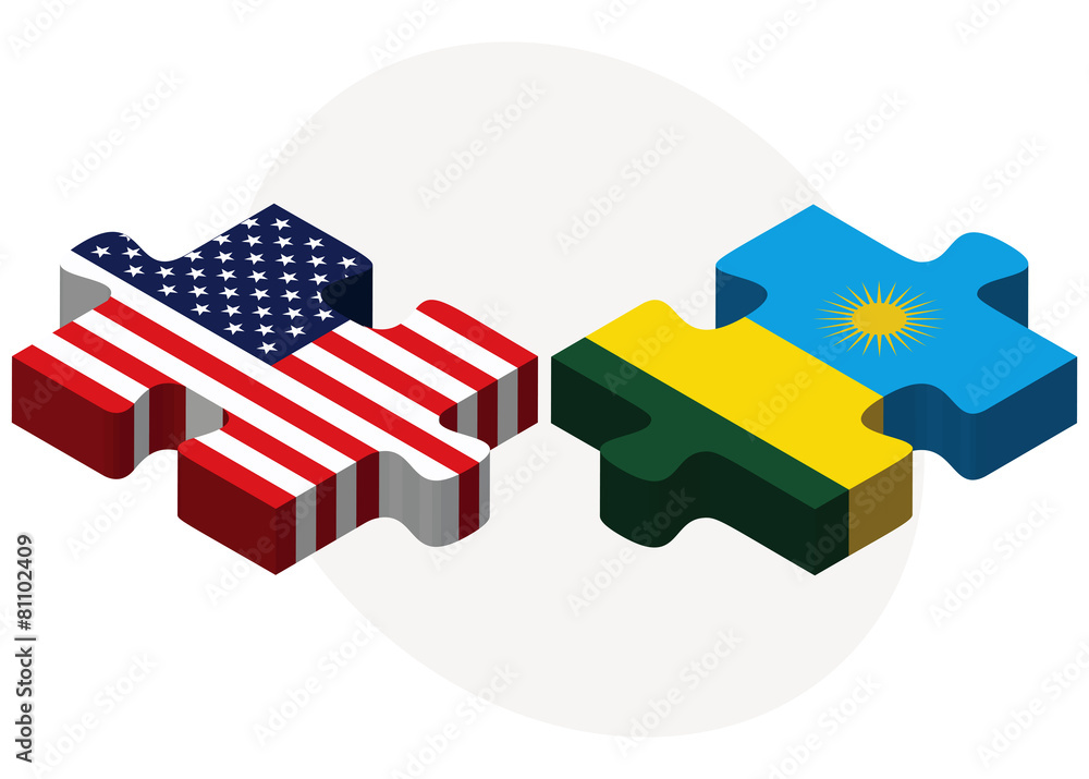 Obraz premium USA and Rwanda Flags in puzzle