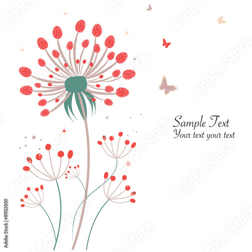 Springtime floral dandelion greeting card vector