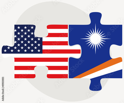 USA and Marshall Islands Flags in puzzle