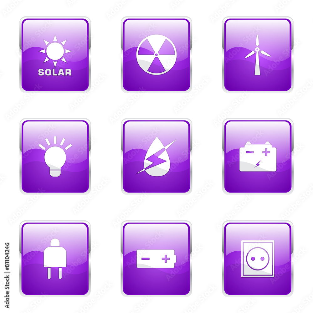 Energy Sign And Symbol Square Vector Violet Icon Energy Sign And Symbol Square Vector Violet Icon
