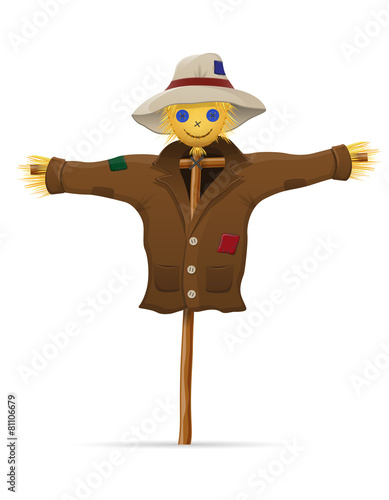 scarecrow straw in a coat and hat vector illustration
