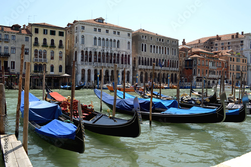 Traditional gondolas in Venice  Italy
