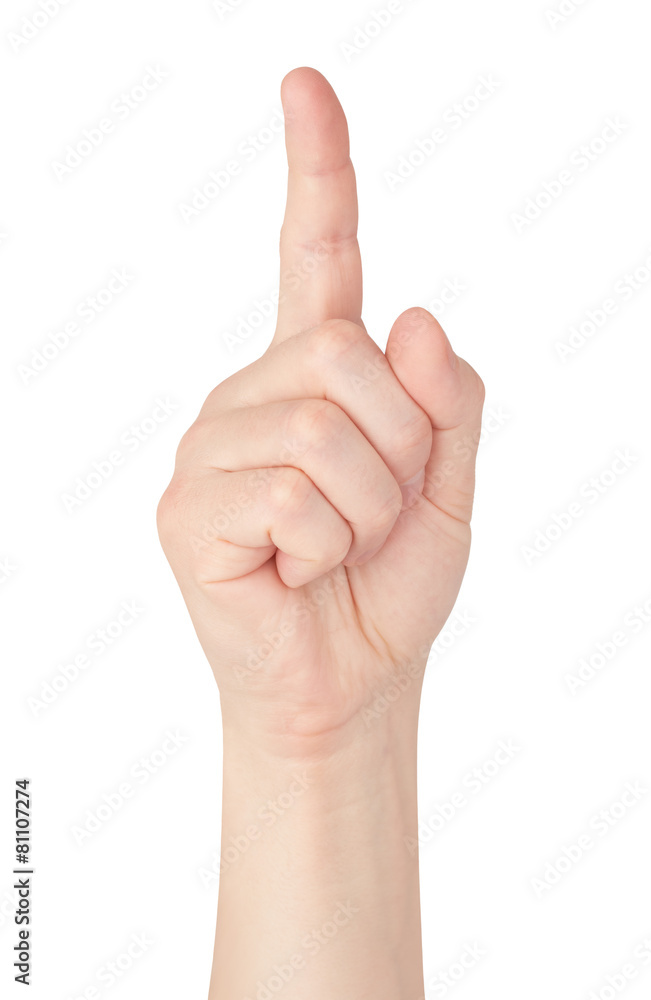 idea or attention, gesture on a white background idea or attention, gesture on a white background