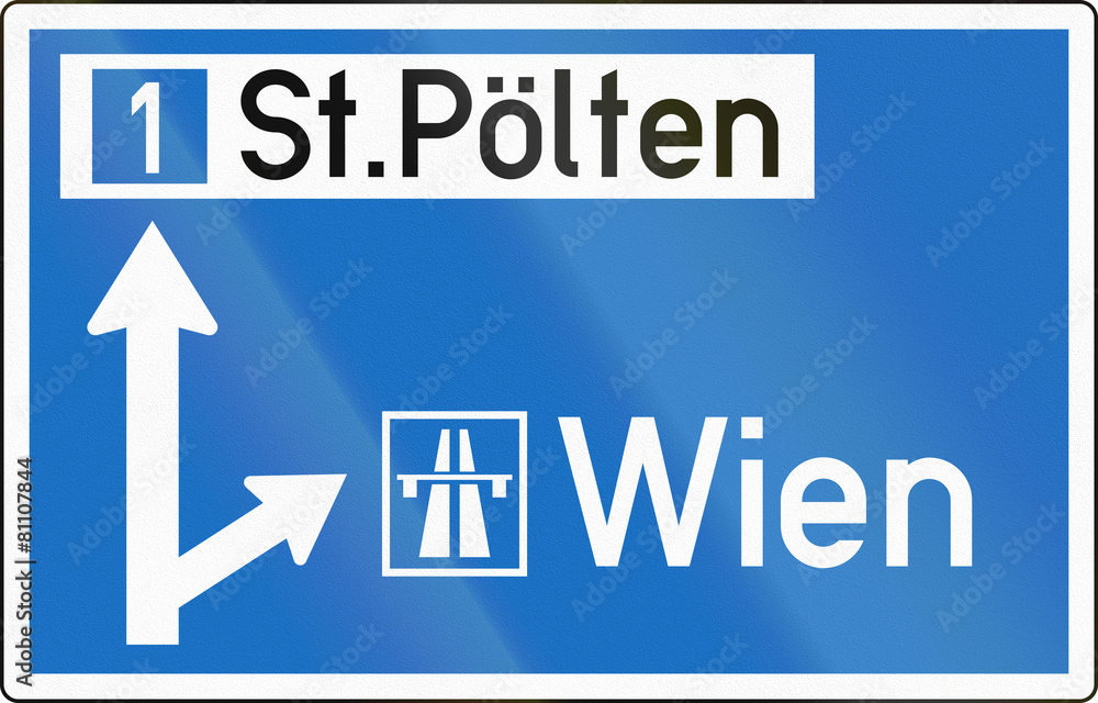 Austrian information sign 14a - direction sign on approach to motorway or expressway