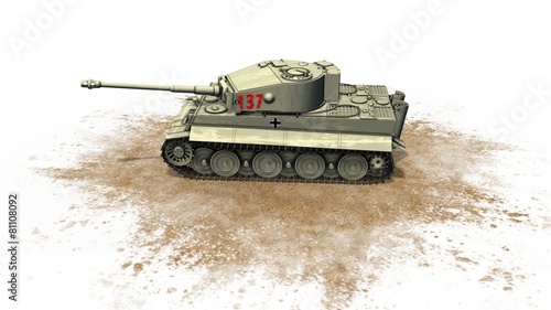 Tiger German Battle Tank - on white background