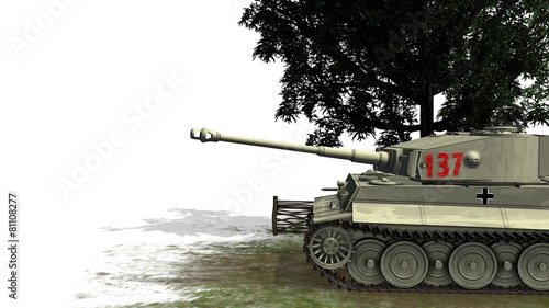 Tiger German Battle Tank - on white background