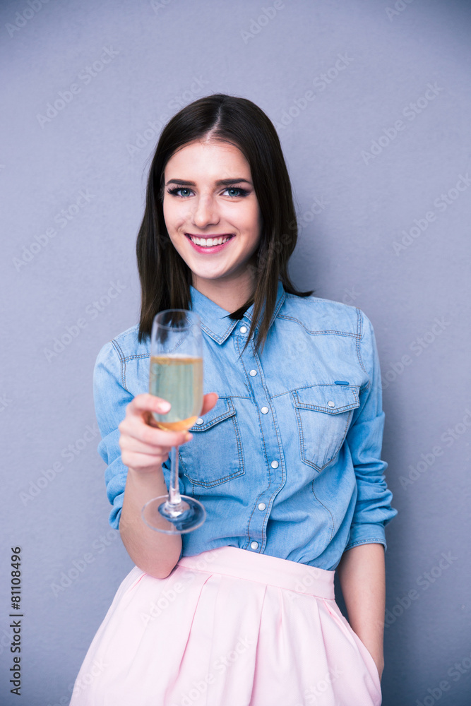 Cute attractive woman with glass of champagne