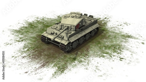 Tiger German Battle Tank - on white background