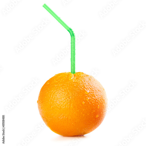 Ripe orange fruit with drops of water on the skin and cocktail s