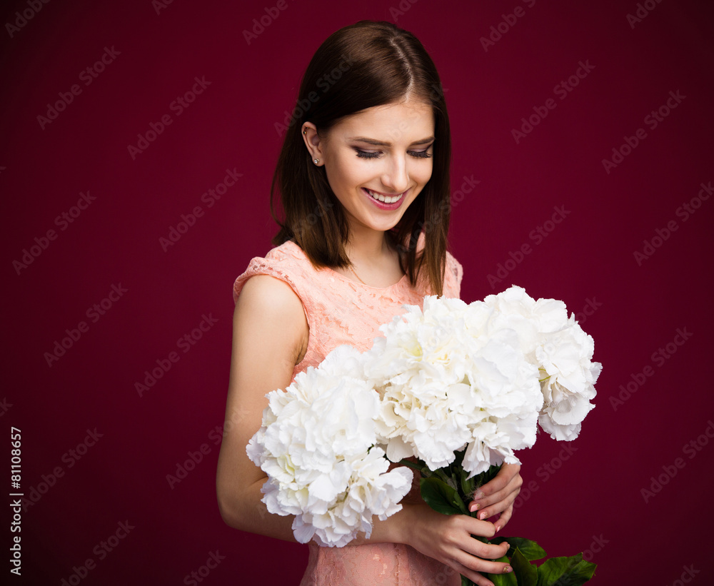 Portrait of a happy woman with flowers Portrait of a happy woman with flowers