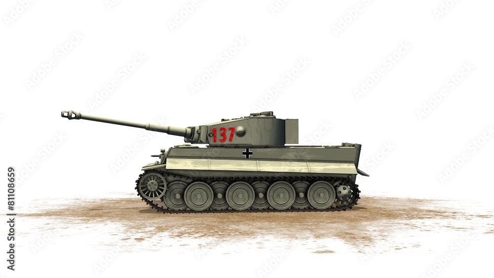 Tiger German Battle Tank - on white background Tiger German Battle Tank - on white background