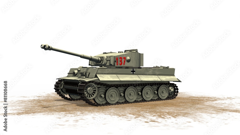 Tiger German Battle Tank - on white background Tiger German Battle Tank - on white background