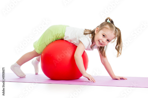 child girl doing fitness ex...
