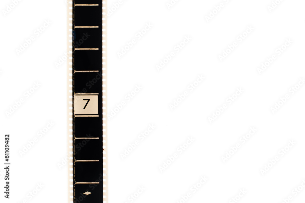 Number seven countdown movie filmstrip vertical and copyspace