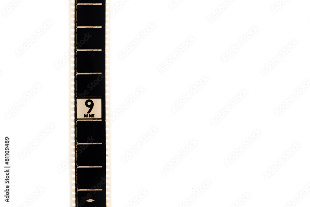 Number nine countdown movie filmstrip vertical and copyspace