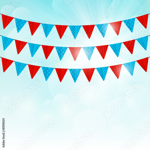 Party flags on sunny background
