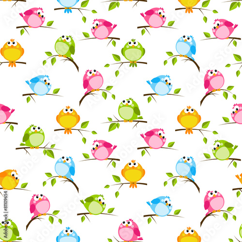 Seamless pattern with color birds