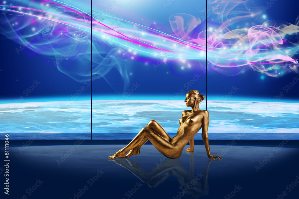 Naklejka premium Gold lady