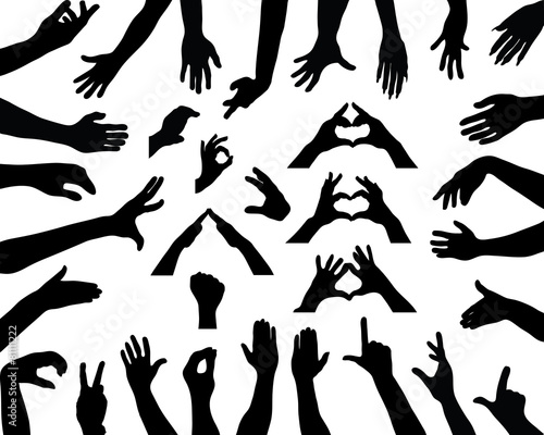 Black silhouettes of hands, vector