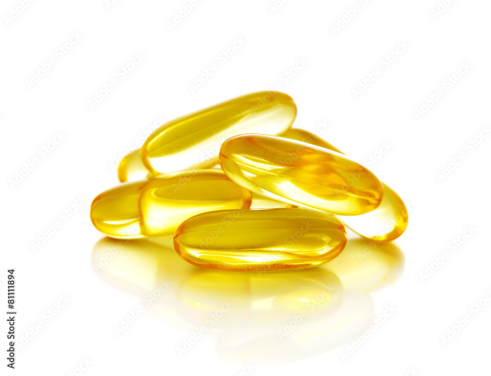 fish oil capsules isolated on a white background fish oil capsules isolated on a white background