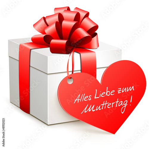 Geschenkbox mit Herzetikett - Muttertag