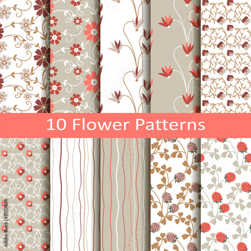 set of ten flower patterns