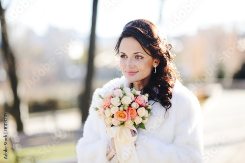 Bride holding wedding bouquet