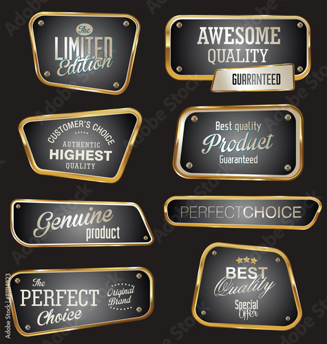 Premium quality gold and black labels