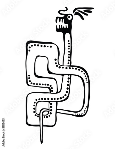 Snake in native style, vector illustration